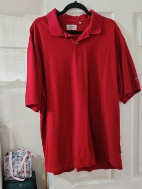 Callaway Red Men's Golf Polo - Short Sleeve Collared Shirt